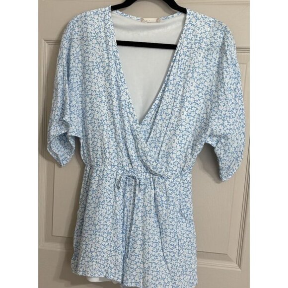ALTAR’D STATE BLUE FLORAL DETAILS ROMPER LINED SMALL - Picture 1 of 8